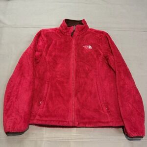 North Face Women Red Osito Fuzzy Fleece Zip Hike Trek Preppy Y2K Jacket M-5016